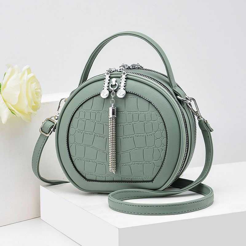 Sage Green Round Croc-Embossed Crossbody Bag for sale in Airport Residential Area, Greater Accra