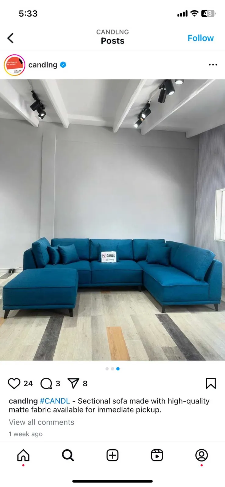 New L shape sofa with center 🔥🇬🇭 for sale in Cape Coast, Central Region, Ghana
