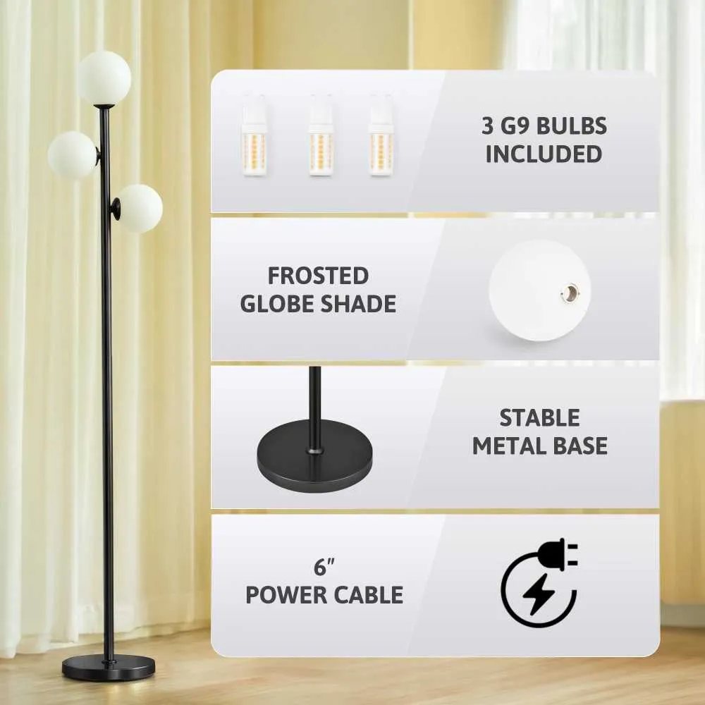 New 3 Globe Floor Lamp + Free Bulbs for sale in Dome, Greater Accra, Ghana