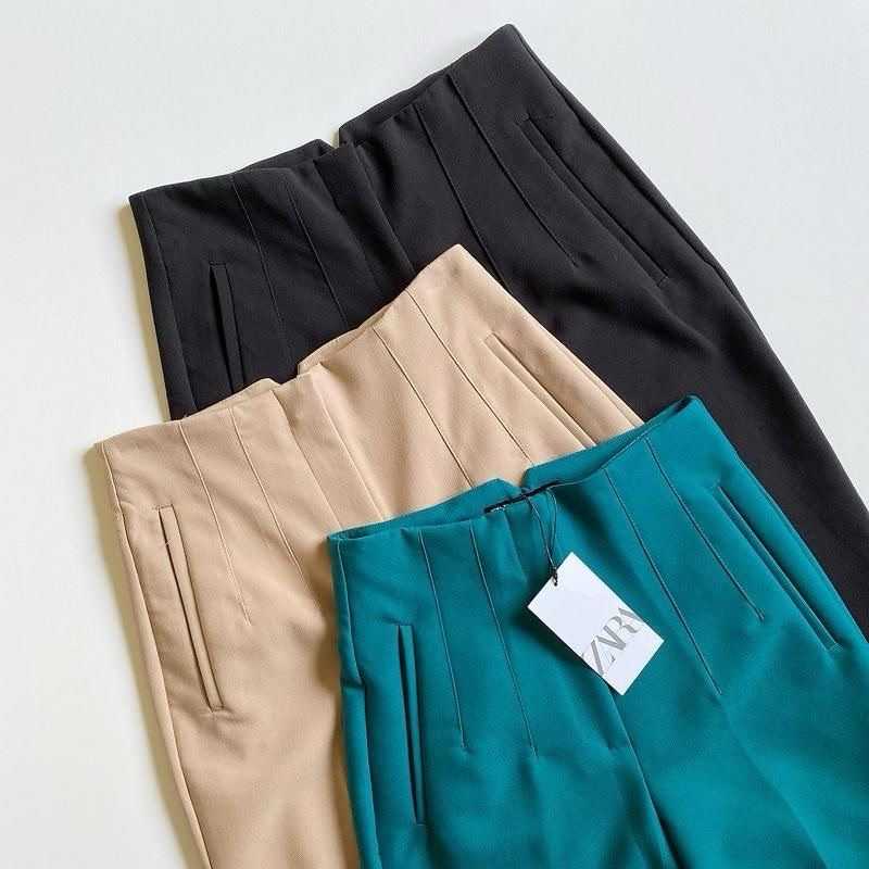 New Women’s high waist office pants | Zara Styled pleated work pants . Navy blue | Nude | Emerald green for sale in Kumasi Metropolitan, Ashanti Region, Ghana