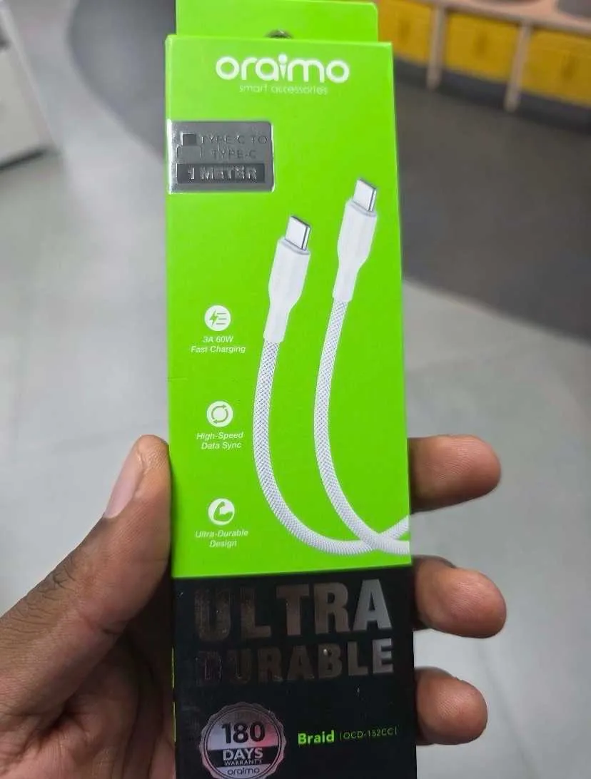 New Oraimo Braid 3A- 60W Type-C to Type-C cable (1M) for sale in Circle, Greater Accra, Ghana