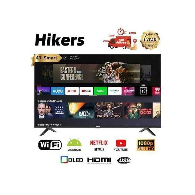 New Hikers 43'' Inches Smart Frameless FHD Smart LED TV-Black for sale in Kumasi Metropolitan, Ashanti, Ghana