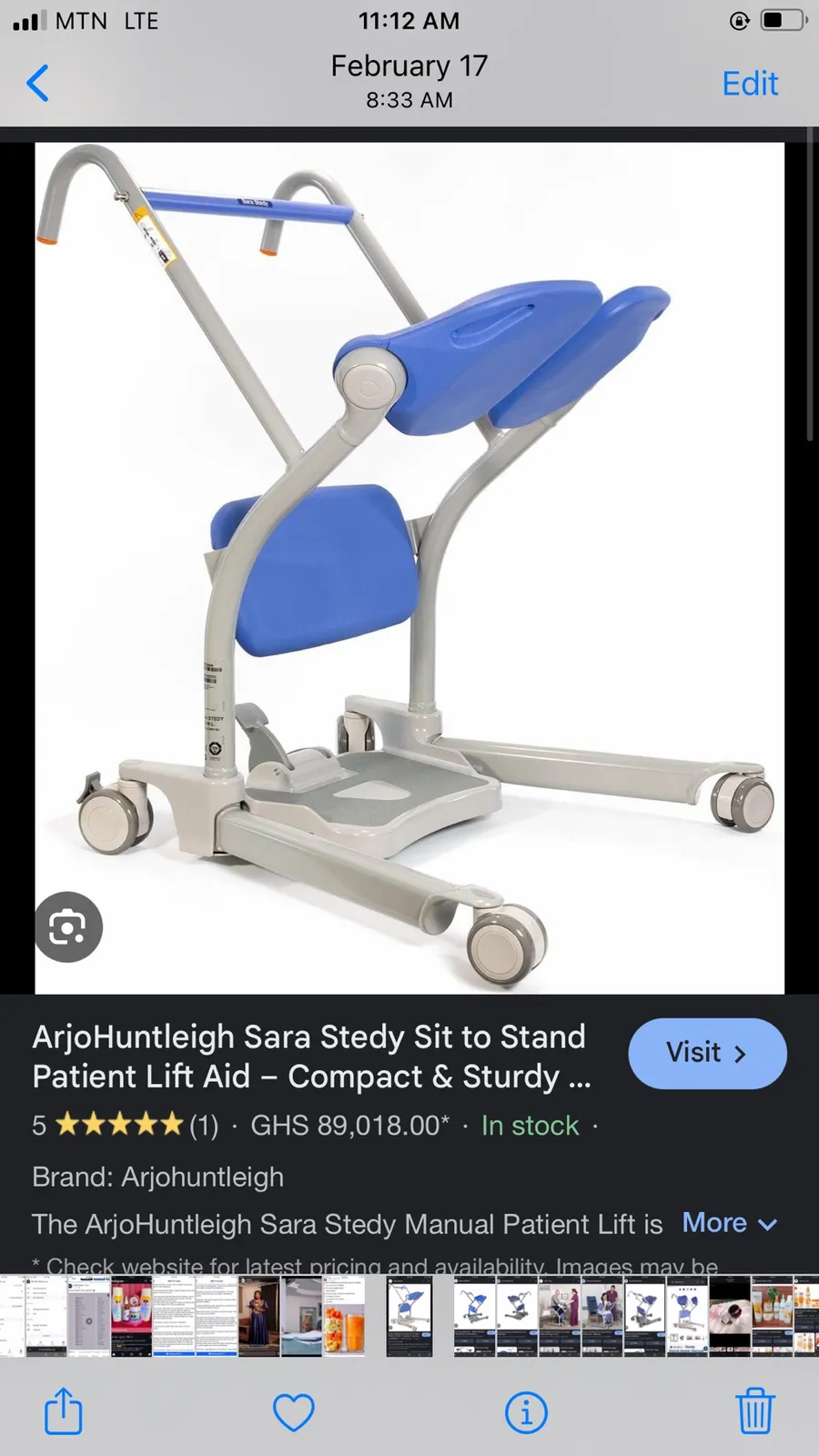 Used arjo sera stedy sit to stand patient transfer aid for sale in McCarthy Hill, Greater Accra, Ghana