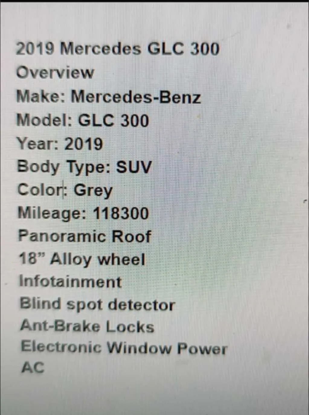 Used GLC300 2019 model for sale in Accra Metropolitan, Greater Accra, Ghana